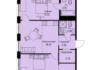 Продается двухкомнатная квартира, 62.8 м2, Кудрово, проспект Строителей, 3, ЖК Айди Кудрово