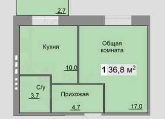 Продается 1-комнатная квартира, 36.8 м2, 