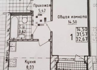 Однокомнатная квартира на продажу, 32.3 м2, село Чесноковка, Дачная улица, 6