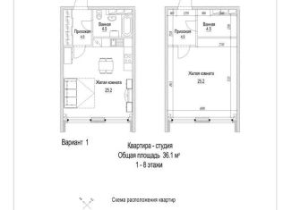 Продаю 1-комнатную квартиру, 36.1 м2, Кемерово, жилой район Лесная Поляна