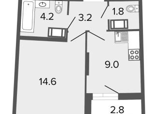 Продажа однокомнатной квартиры, 32.2 м2, Санкт-Петербург, Комендантский проспект, 63, Комендантский проспект
