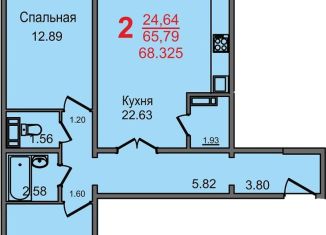 Продается двухкомнатная квартира, 68.3 м2, Челябинск, Новороссийская улица, 21А, Ленинский район
