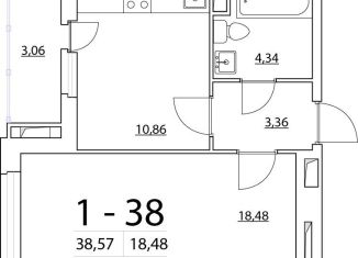 Продажа 1-комнатной квартиры, 38.6 м2, Санкт-Петербург, Планерная улица, 95к1, ЖК Нью Тайм