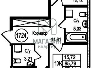 Продажа двухкомнатной квартиры, 67.1 м2, Санкт-Петербург, Малая Бухарестская улица, 12, метро Дунайская