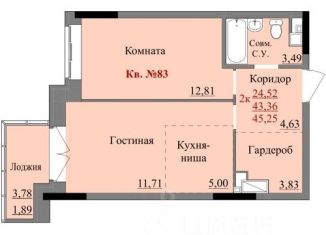 Продам однокомнатную квартиру, 43.4 м2, Ижевск, Центральный жилой район, улица Коммунаров, 327
