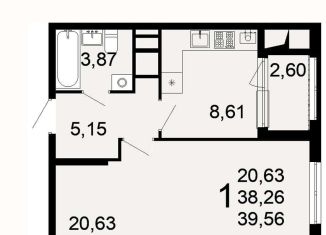 Продаю однокомнатную квартиру, 39.6 м2, Рязань, Семчинская улица, 3к1, район Семчино