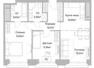 Продается 3-ком. квартира, 68.2 м2, Москва, метро Петровско-Разумовская, жилой комплекс Вери, к2