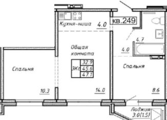 Продается 3-комнатная квартира, 47 м2, Новосибирск, метро Площадь Ленина, 1-я Чулымская улица, с17