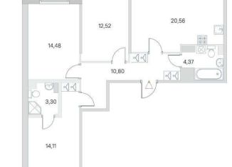 Продаю 3-комнатную квартиру, 85.3 м2, посёлок Стрельна, улица Ленина, 8