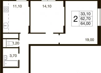 Двухкомнатная квартира на продажу, 63.2 м2, Химки, улица 7-й Гвардейской Дивизии, 4к2, ЖК Гвардейский