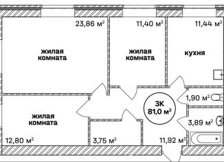 Продается трехкомнатная квартира, 81 м2, Нижний Новгород, жилой район Высоково, улица Ванеева, 40А