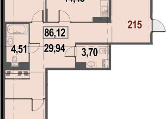 2-комнатная квартира на продажу, 86.1 м2, Санкт-Петербург, Днепропетровская улица, 65, метро Обводный канал