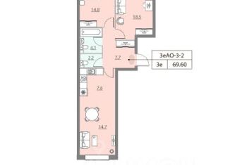 2-комнатная квартира на продажу, 69.6 м2, Москва, набережная Марка Шагала, 13, станция Верхние Котлы