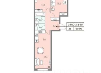 Продам 2-комнатную квартиру, 69 м2, Москва, набережная Марка Шагала, 13, станция Верхние Котлы
