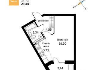 1-ком. квартира на продажу, 29.4 м2, Екатеринбург, улица Олега Кошевого, 1, ЖК Уктус