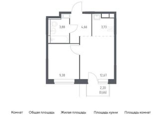 Продается 1-комнатная квартира, 35 м2, Московская область, жилой комплекс Прибрежный Парк, 9.2