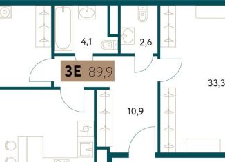 Продажа трехкомнатной квартиры, 89.8 м2, Москва, метро Раменки, Винницкая улица, 8к1