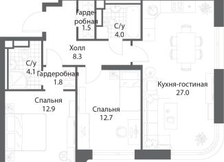 Продается двухкомнатная квартира, 71.8 м2, Москва, ЖК Нагатино Ай-Ленд, жилой комплекс Нагатино Ай-Ленд, к1