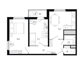 2-комнатная квартира на продажу, 53.7 м2, Ростов-на-Дону, ЖК Левенцовка Парк