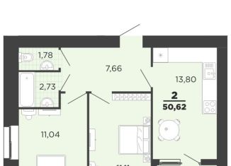 Продается 2-комнатная квартира, 49.4 м2, Рязань