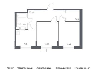 Продажа двухкомнатной квартиры, 51.8 м2, деревня Середнево, жилой комплекс Цветочные Поляны Экопарк, к6