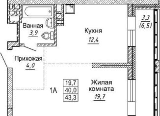 1-комнатная квартира на продажу, 40 м2, Новосибирск, Дзержинский район, улица Фрунзе, с1