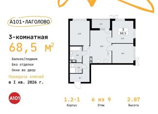 3-ком. квартира на продажу, 68.5 м2, Ленинградская область