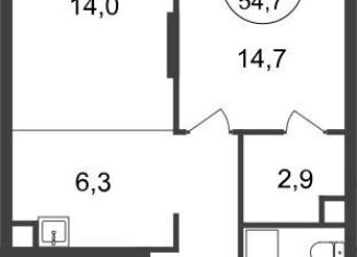Продажа двухкомнатной квартиры, 54.7 м2, Москва, 11-я фаза, к3