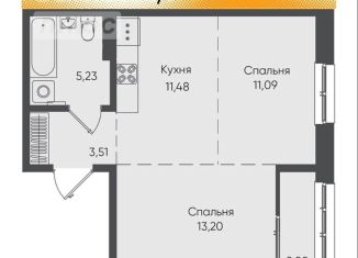 Продажа двухкомнатной квартиры, 47.3 м2, Иркутск, ЖК Новые Горизонты