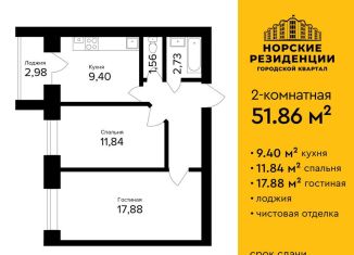 Продажа двухкомнатной квартиры, 52 м2, Ярославль, Дзержинский район, улица Александра Додонова, 6к4