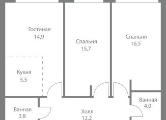 Продаю трехкомнатную квартиру, 72.6 м2, Москва, ЗАО