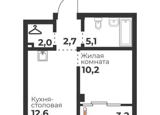 Продам 1-ком. квартиру, 32.6 м2, Челябинск