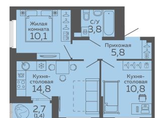 Продаю 2-комнатную квартиру, 46.7 м2, Екатеринбург, Октябрьский район