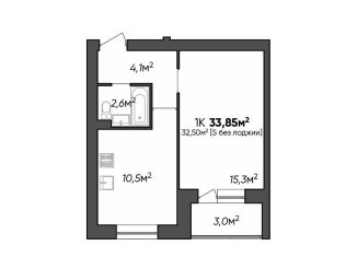 1-комнатная квартира на продажу, 33.9 м2, Краснослободск