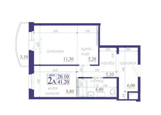 Продается двухкомнатная квартира, 41.2 м2, Тюмень, Ленинский округ