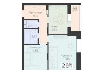 Продам 2-комнатную квартиру, 54.4 м2, Воронеж