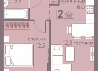 Продаю 2-комнатную квартиру, 39.1 м2, Пермь