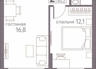Двухкомнатная квартира на продажу, 40.2 м2, Пермь
