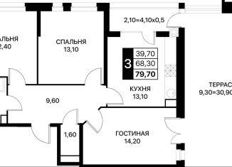 Продам трехкомнатную квартиру, 79.7 м2, Ростов-на-Дону, Пролетарский район