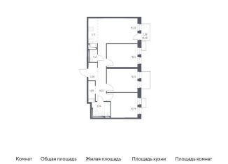 Трехкомнатная квартира на продажу, 70.7 м2, Московская область, жилой комплекс Горки Парк, к3.2