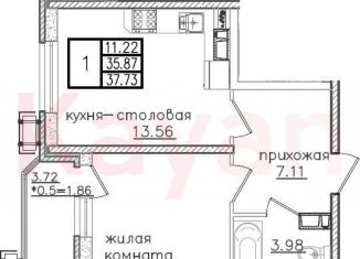 Продается 1-ком. квартира, 35.9 м2, Краснодар, микрорайон КСК