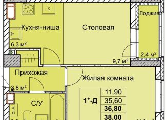 Продажа 1-комнатной квартиры, 36.8 м2, Нижегородская область, 1-я Оранжерейная улица, 24А