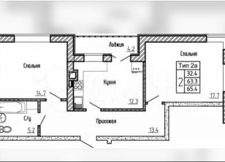 Продам 2-комнатную квартиру, 65.4 м2, село Ямное, улица Генерала Круковского, 2