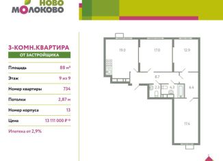 Продажа 3-комнатной квартиры, 88 м2, Лыткарино