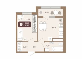 Продам однокомнатную квартиру, 40.6 м2, Тобольск, ЖК Европейский Квартал, 15-й микрорайон, 25А