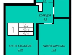 Продам 1-комнатную квартиру, 47.6 м2, Свердловская область, улица Сони Морозовой, 180