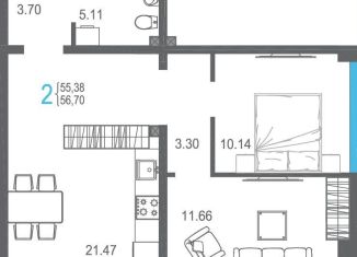 2-комнатная квартира на продажу, 56.7 м2, Ялта