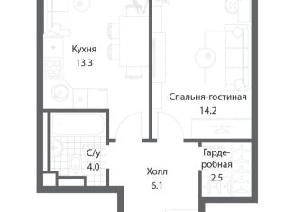 1-комнатная квартира на продажу, 40 м2, Москва, ЖК Нагатино Ай-Ленд, жилой комплекс Нагатино Ай-Ленд, к1