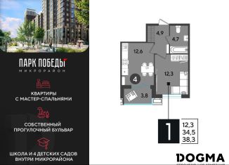 Продажа 1-комнатной квартиры, 38.3 м2, Краснодарский край