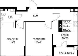 2-ком. квартира на продажу, 51.2 м2, Ростовская область